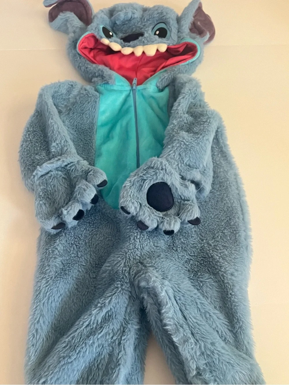 Disney Stitch Plush Blue Teal Hooded Costume with Pink Lining